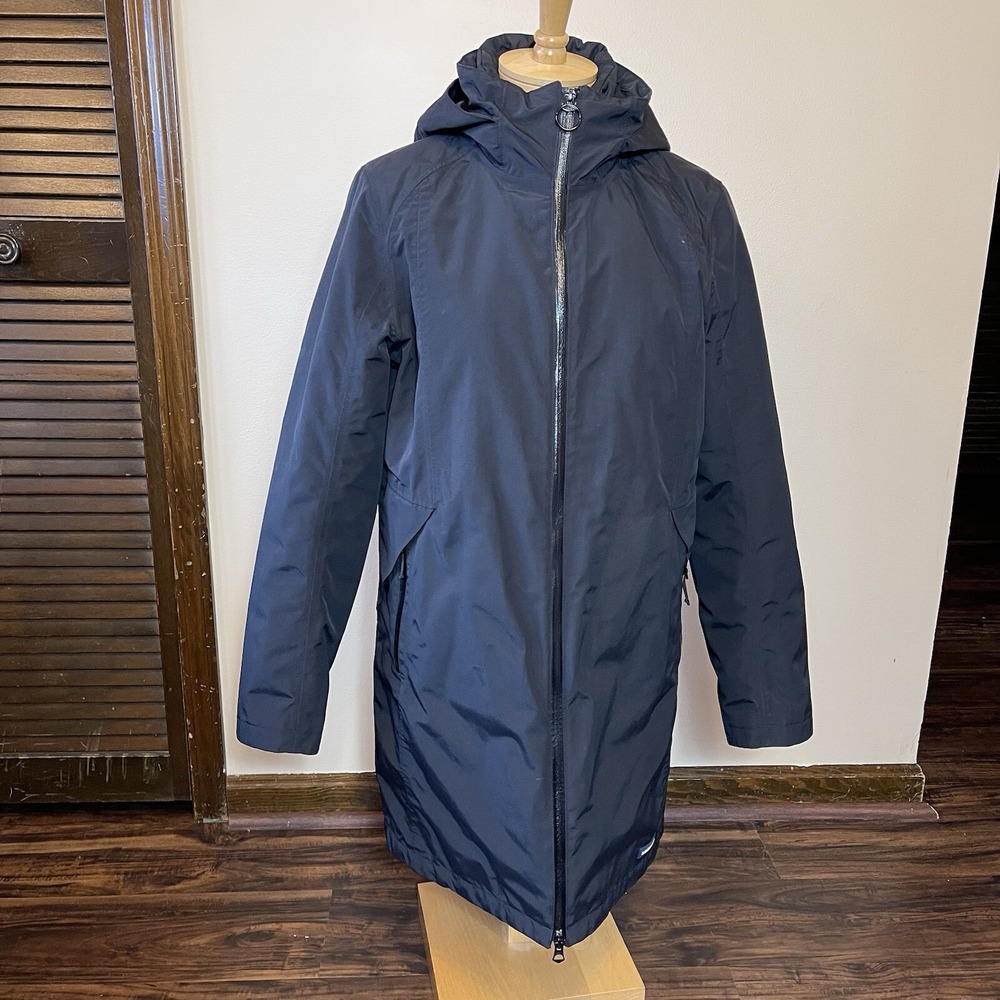Lands End Womens Primaloft Insulated Hooded Parka Jacket Black Medium 10-12